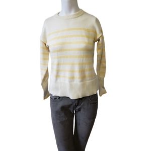 Philosophy xsmall yellow striped crew neck soft fitted sweater ribbed hem